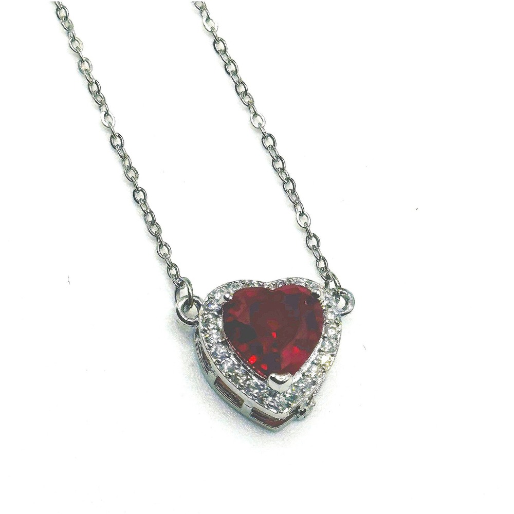 Red Heart Necklace Made With Swarovski Crystal Stainless Steel 17-19" New